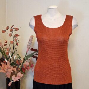 NEW Soft Stretch Cardigan Knit Orange Camisoles Tank Top Sleeveless Sweater Tops